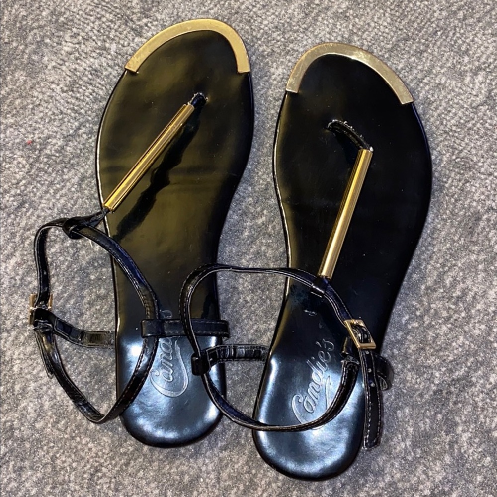 CANDIE’S black and gold sandals